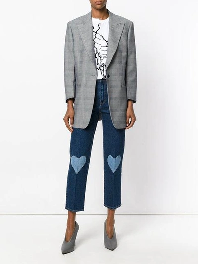 Shop Stella Mccartney Cropped Heart-embroidered Jeans In Blue