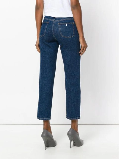 Shop Stella Mccartney Cropped Heart-embroidered Jeans In Blue