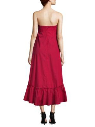 Shop Prose & Poetry Moss Strapless Self-tie Cotton Dress In Ruby