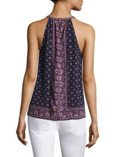 Shop Joie Bradie Printed Silk Blouse In Dark Navy