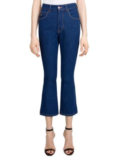 Shop Attico Flared Ankle Jeans In Blue Denim