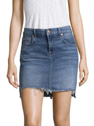 7 For All Mankind Step-hem Denim Skirt In Vintage Air Classic