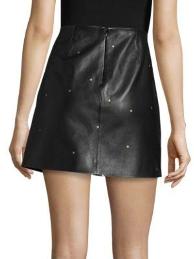 Shop L Agence Zippered Leather Star Skirt In Noir Gold