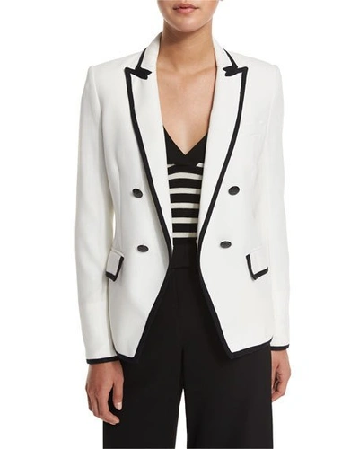 Veronica Beard Harriet Cutaway Contrast Jacket, Off White