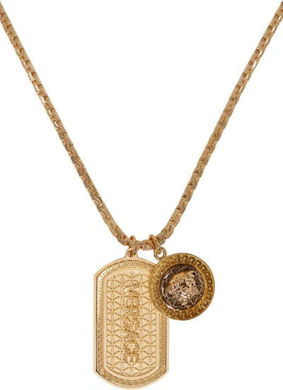 Shop Versace Gold Dog Tag Necklace In D41o Gold