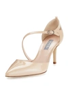 SJP BY SARAH JESSICA PARKER LUCE ASYMMETRIC-STRAP PATENT PUMP, NUDE, NUDE PATENT