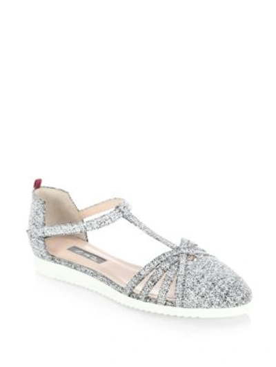 Sjp By Sarah Jessica Parker Meteor Linen T-strap Flats In Grey