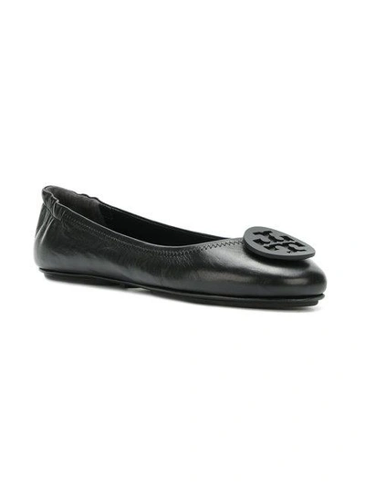 Shop Tory Burch Minnie Travel Flats In Black