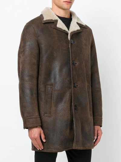 Shop Neil Barrett Furry Lined Coat In Brown