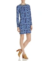 Tory Burch Hollie Long-sleeve Tie-dye Tee Dress, Blue/white In Tie Dye Blue