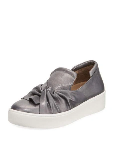 Donald J Pliner Celest Ruching Metallic Sneaker, Gray In Gunmetal