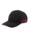 GUCCI GG-PRINT BASEBALL CAP W/ WEB TRIM, NERO