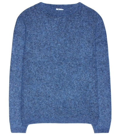 Shop Acne Studios Dramatic Mohair And Wool-blend Sweater In Llue Melaege