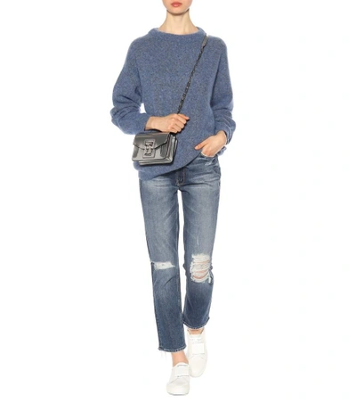 Shop Acne Studios Dramatic Mohair And Wool-blend Sweater In Llue Melaege