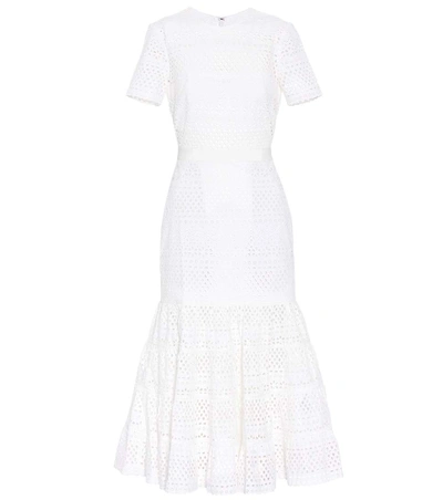 Self-portrait Bea Broderie Anglaise Midi Dress In White