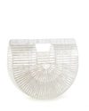 CULT GAIA ARK SMALL PEARLESCENT ACRYLIC CLUTCH BAG, WHITE