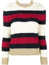 GUCCI knitted web striped jumper,DRYCLEANONLY