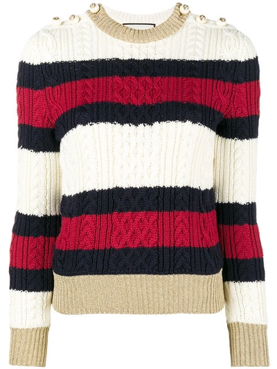 Shop Gucci Knitted Web Striped Jumper