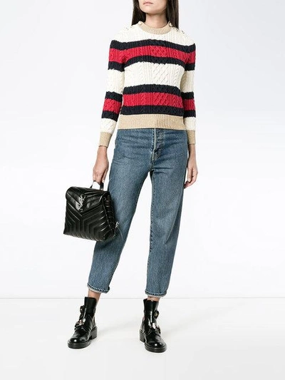 Shop Gucci Knitted Web Striped Jumper