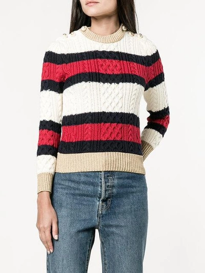 Shop Gucci Knitted Web Striped Jumper