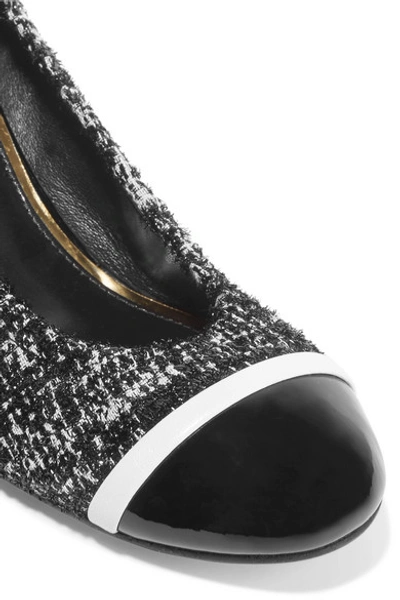 Shop Lanvin Patent Leather-trimmed Boucle-tweed Pumps