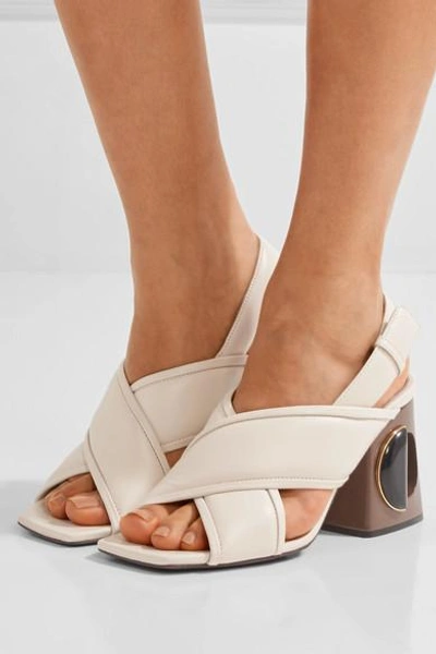Shop Marni Leather Slingback Sandals