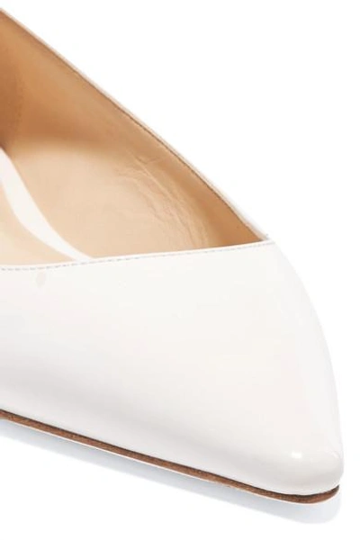 Shop Jimmy Choo Romy Patent-leather Point-toe Flats In White