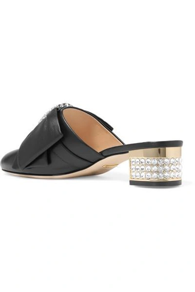 Shop Gucci Crystal-embellished Leather Mules In Black