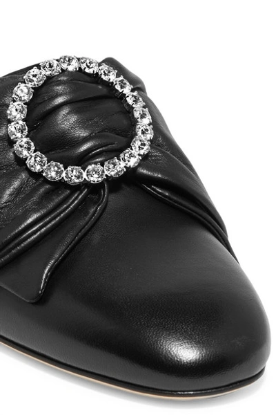 Shop Gucci Crystal-embellished Leather Mules In Black