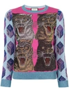 GUCCI tiger intarsia lurex jumper,DRYCLEANONLY