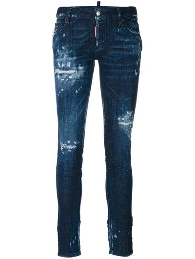 Shop Dsquared2 Distressed Jennifer Jeans In Blue