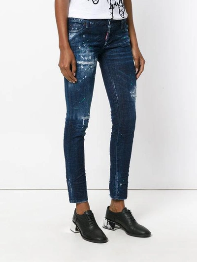 Shop Dsquared2 Distressed Jennifer Jeans In Blue