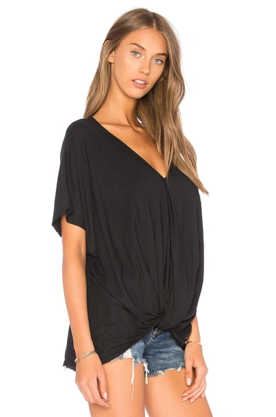 Shop Bobi Feather Weight Jersey Knot Tee In Black