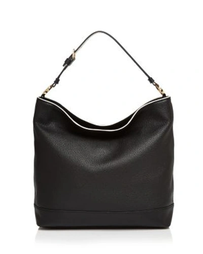 Shop Tory Burch Duet Leather Hobo In Black/gold