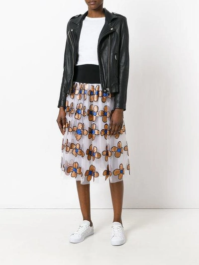 Shop Christopher Kane Midi Glitter Flower Skirt