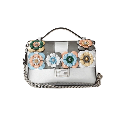 Shop Fendi Micro Metallic Double Baguette In Silver