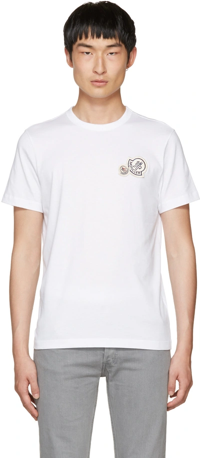 Moncler Cotton Crewneck Logo T-shirt In White