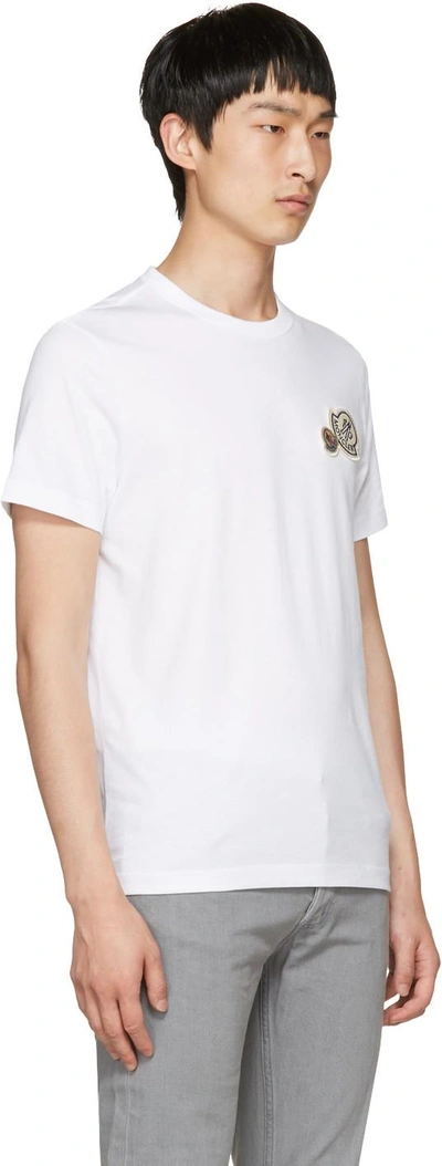 Shop Moncler White Double Logo Patch T-shirt In 001 White