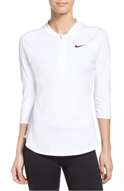 Shop Nike Court Pure Half Zip Pullover In White/ Black