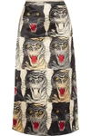 GUCCI PRINTED SILK-CHARMEUSE MIDI SKIRT