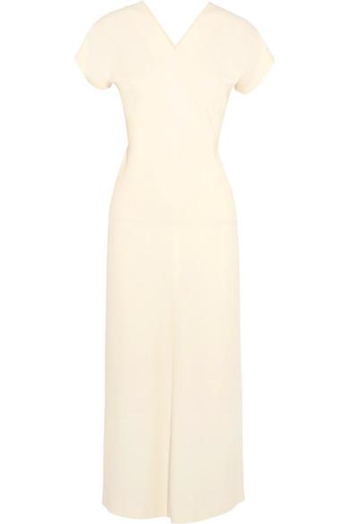 ivory satin midi dress