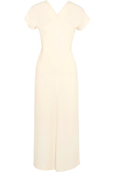 ivory satin midi dress