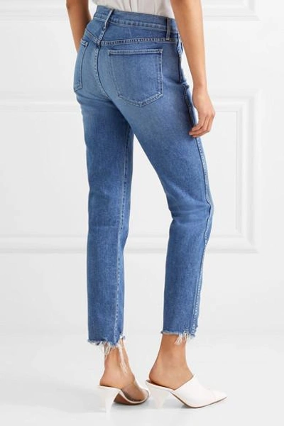 Shop 3x1 W3 Cropped Frayed High-rise Straight-leg Jeans In Blue