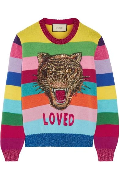Gucci Striped Wool Sweater With Tiger Head - Farfetch