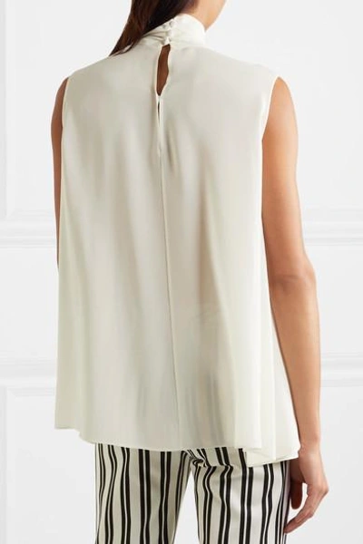 Shop Alexander Mcqueen Draped Pussy-bow Silk-georgette Blouse In White