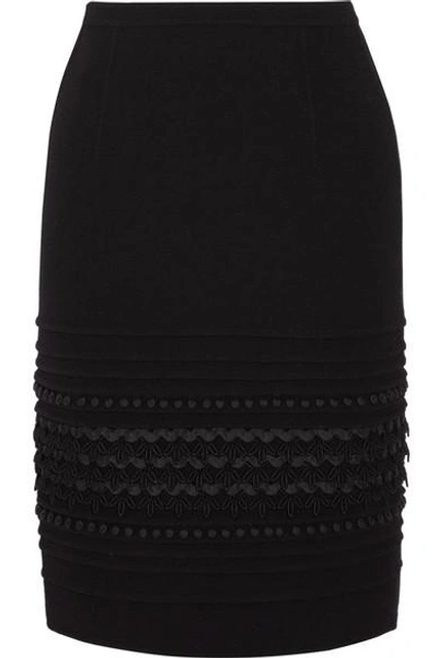 Oscar De La Renta Embellished Wool-blend Crepe Skirt | ModeSens