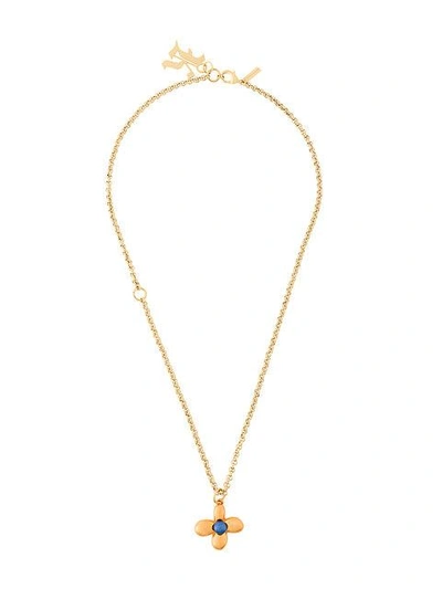 Shop Christopher Kane Flower Charm Necklace In Metallic