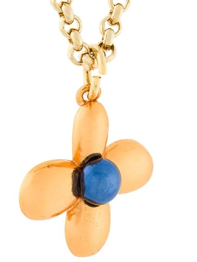 Shop Christopher Kane Flower Charm Necklace In Metallic