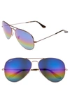 Ray Ban Large Icons 62mm Aviator Sunglasses In Blue Multi Rainbow