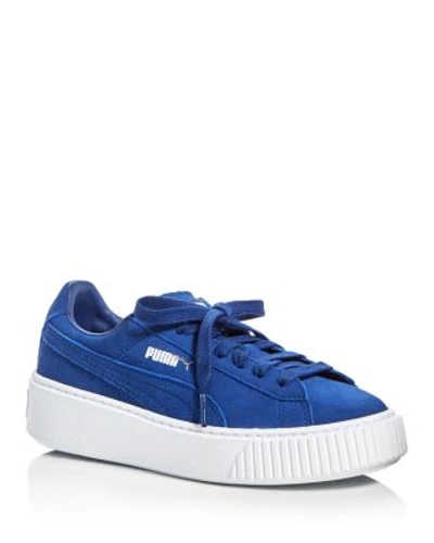 Shop Puma Lace Up Platform Sneakers In Peacoat